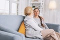 Happy woman sitting in semi position Royalty Free Stock Photo