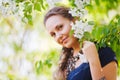 Happy woman in a spring garden Royalty Free Stock Photo