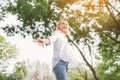 Woman outstretched arms enjoying freedom Royalty Free Stock Photo