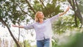 Woman outstretched arms enjoying freedom Royalty Free Stock Photo