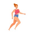 Happy Woman in Swimsuit Running on Beach Enjoying Summer Vacation and Seaside Rest Vector Illustration Royalty Free Stock Photo