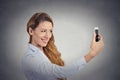 Happy woman taking selfie with smartphone Royalty Free Stock Photo