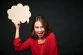 Happy woman with thought bubble Royalty Free Stock Photo
