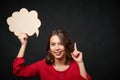 Happy woman with thought bubble Royalty Free Stock Photo