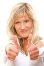 Happy woman thumbs up isolated Royalty Free Stock Photo