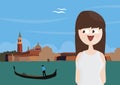 Happy woman tourist in Venice, Italy