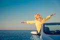 Happy woman travel by car Royalty Free Stock Photo