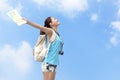 Happy woman traveler relax feel free Royalty Free Stock Photo