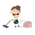 Happy woman with vacuum cleaner