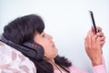 Happy woman wearing Headphones Royalty Free Stock Photo