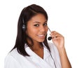 Happy woman wearing headset Royalty Free Stock Photo