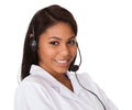Happy woman wearing headset Royalty Free Stock Photo