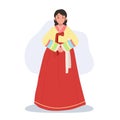 Happy Woman Wearing Korean Traditional Dress Hanbok
