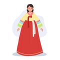 Happy Woman Wearing Korean Traditional Dress Hanbok