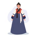 Happy Woman Wearing Korean Traditional Dress Hanbok
