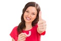 Happy woman wearing orthodontic braces Royalty Free Stock Photo