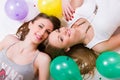 Happy womans with balloons