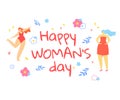 Happy Womans Day Greeting Card with Girls Dancing