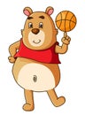 The happy wombat playing the basketball