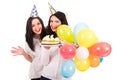 Happy women celebrate birthday