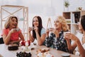 Happy Women Celebrate 8 March. Holiday with Girl. Royalty Free Stock Photo