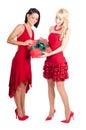 Happy women with Christmas presents Royalty Free Stock Photo