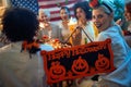 Woman in costumes celebrating Halloween Party