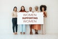 Happy women, diversity and support poster portrait for billboard, mockup or advertising on board. Strong entrepreneur Royalty Free Stock Photo