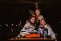 happy women enjoying the grilled beef together