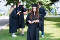 Happy woman on her graduation day University. Education and people. Friends class and classmates Royalty Free Stock Photo