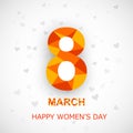 Happy Women's Day background with text 8th Marc