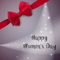 Happy Women`s Day. Greeting card. Template postcards with bow and ribbon. Royalty Free Stock Photo