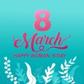 Happy Women `s Day holiday , 8 March, girl head silhouette cutout ,flower background. banner , greeting card, poster, vector Royalty Free Stock Photo