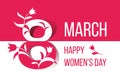 Happy Women's Day March 8 vector card