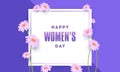 Happy Women\'s Day Poster or Card Design Decorated with Beautiful Daisy