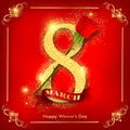 Happy women`s day red greeting card