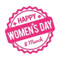 Happy Women`s Day rubber stamp pink on a white background. Royalty Free Stock Photo