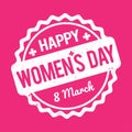 Happy Women`s Day rubber stamp white on a pink background. Royalty Free Stock Photo