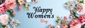 Happy Women\'s Day with spring flowers background International Womens Day concept March 8 Happy Mother`s Day greeting design