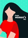 Happy Women`s Day 8th March, beautiful girl flyers, posters, banners and calendar. Isolated on background vector illustration.