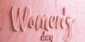 Happy women& x27;s day concept peach fuzz, frame on pastel background. Flat lay, top view Royalty Free Stock Photo