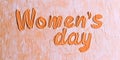 Happy women& x27;s day concept peach fuzz, frame on pastel background. Flat lay, top view Royalty Free Stock Photo