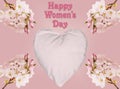 Happy Womens Day background with heart and blossoms Royalty Free Stock Photo