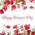 Happy Womens Day card with borders of flowers