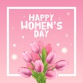 Happy Womens Day Card. Tulip and frame. Vector illustration