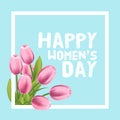 Happy Womens Day Card. Tulip and frame. Vector illustration