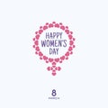 Happy Womens Day cheerful lettering with frame Royalty Free Stock Photo