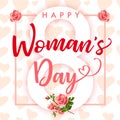 Happy Womans Day March 8 elegant lettering pink banner Royalty Free Stock Photo