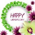 Happy womens day frame lillac flower orchid