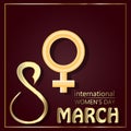 Happy womens day gold elegant vector